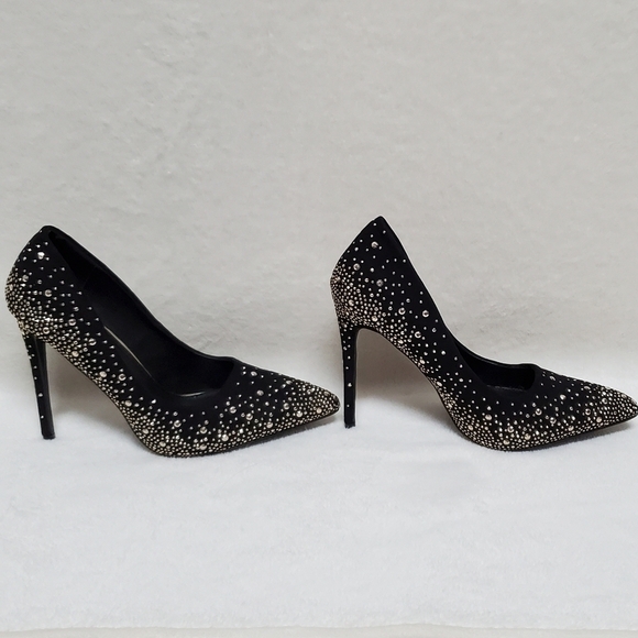 LILIANA Parish 2 Black Gold Studded Pointed Toe 5 Inch Heels Stiletto Pumps 8.5 - Picture 2 of 16